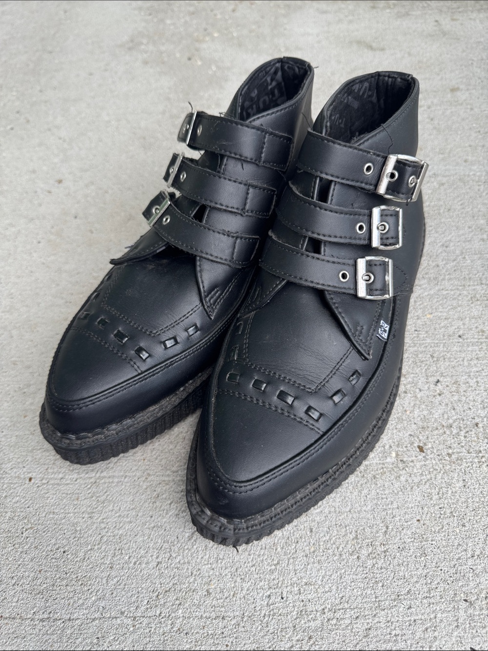 T.U.K Black Triple Buckle Creeper Shoes US Men’s 7/ Women’s 9